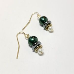 3/$15 Green Faux Pearl Earrings